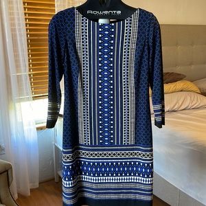 Vince Camuto dress, size 8, stretch dress in beautiful blue,black/white print